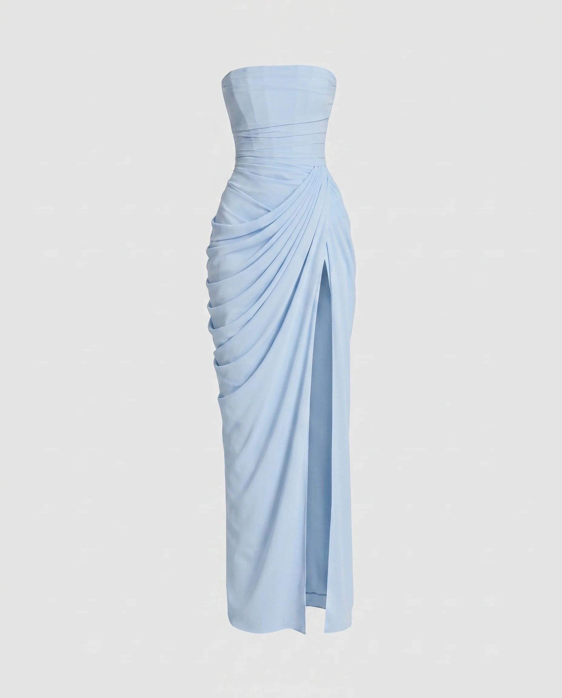 Damen Elegantes strapless Maxikleid mit hochgeschlossenem Design und Rüschen R&B - Image 7