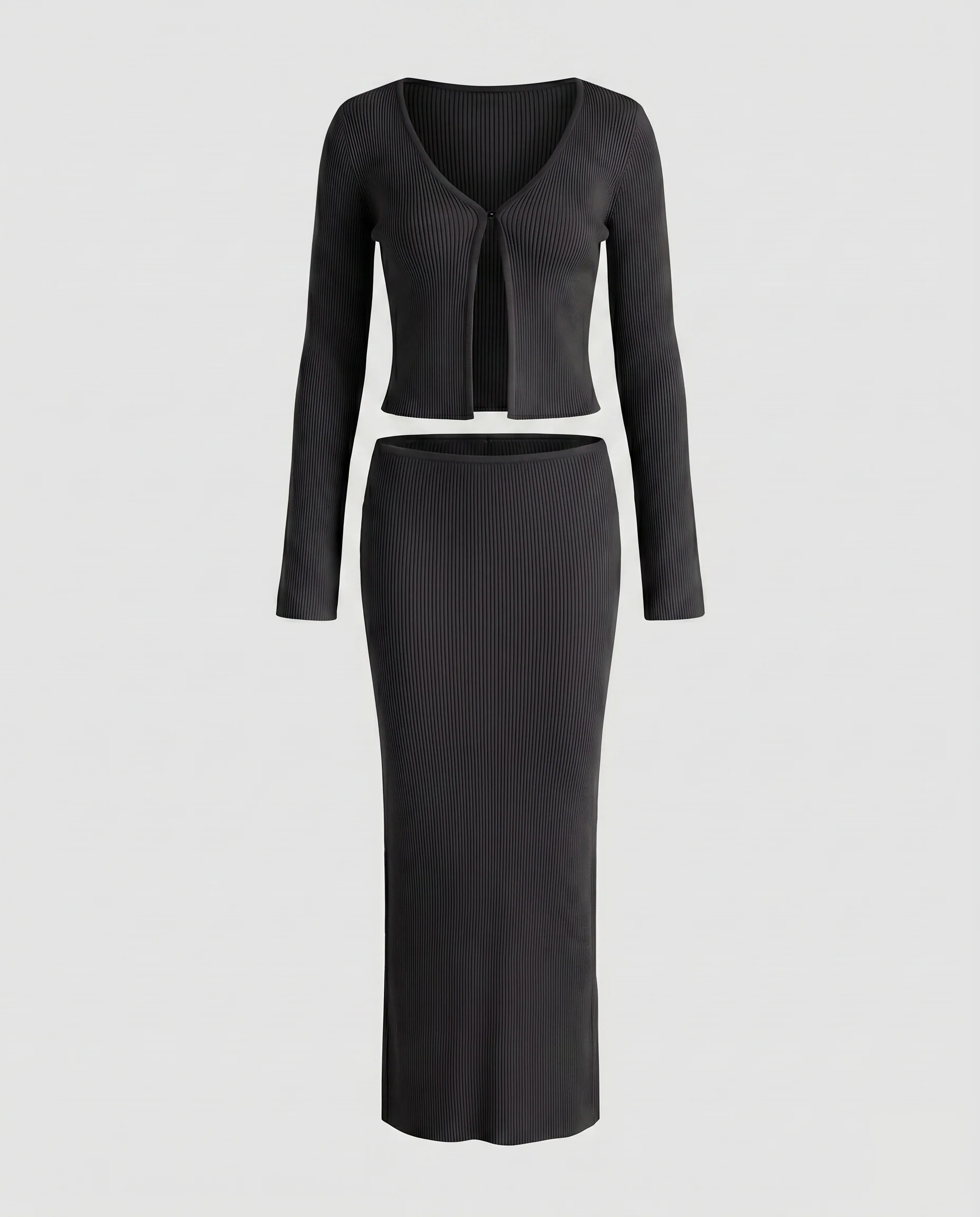 Damen Elegantes Strickensemble mit raffiniertem V-Ausschnitt und langen Ärmeln - Image 5