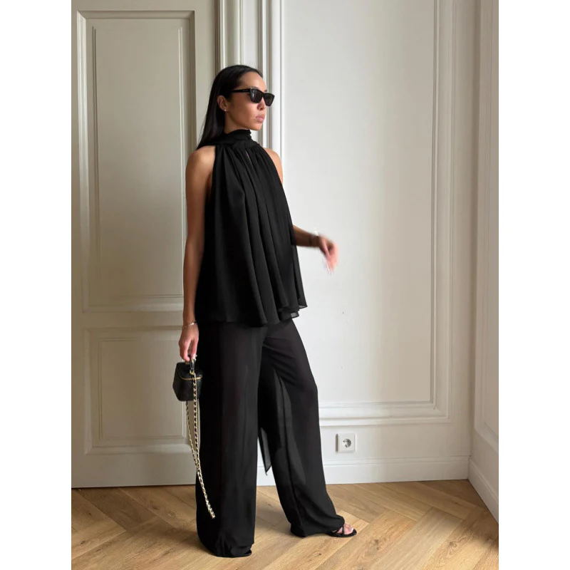 Damen Elegantes Top mit fließendem Schnitt und raffiniertem Halstuch R&B - Image 2