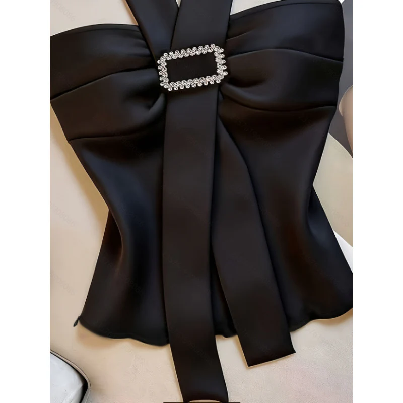 Damen Elegantes Top mit schickem Krawattendesign und funkelndem Schmuckdetail R&B - Image 3