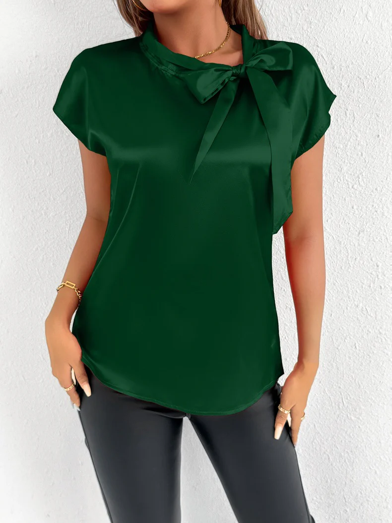 Damen Elegantes Top mit Schleifendetail und Stehkragen R&B - Image 12