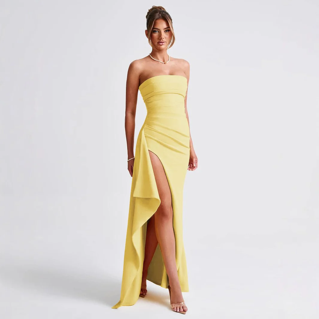 Damen Elegantes trägerloses Abendkleid mit asymmetrischem Schlitz R&B - Image 7