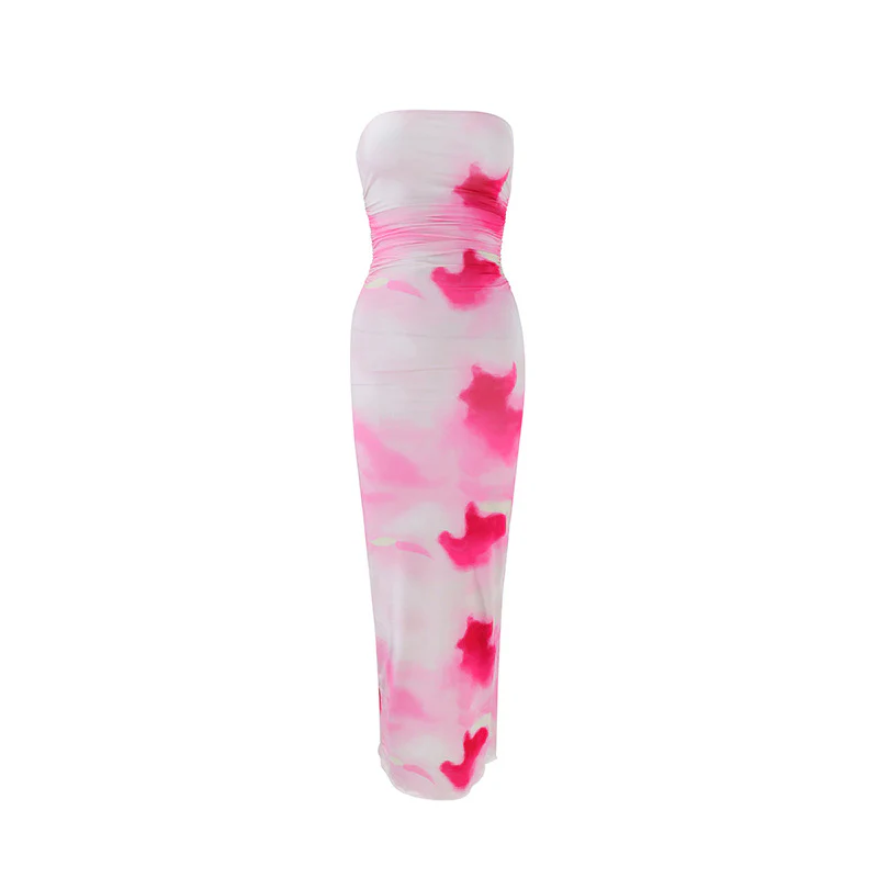 Damen elegantes, trägerloses Maxikleid mit raffiniertem Mustermix R&B - Image 11
