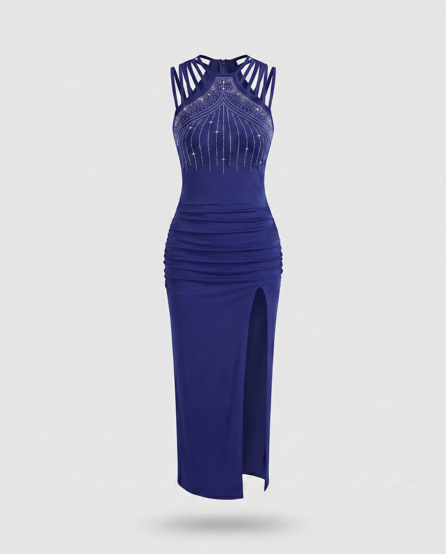 Damen Elegantes und glitzerndes Abendkleid mit hohem Schlitz und Schmuckdetails R&B - Image 8