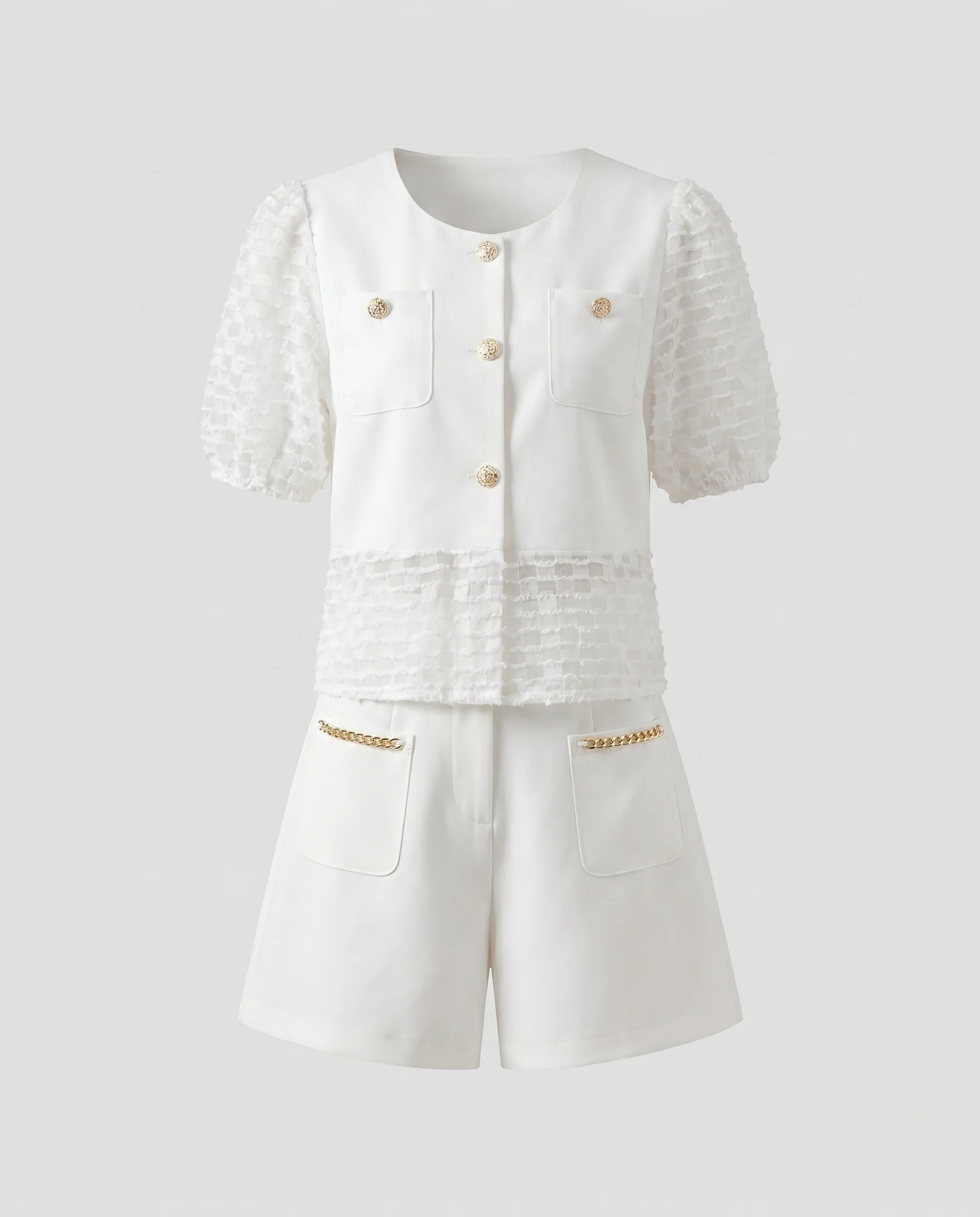 Damen Elegantes und luftiges Blusenset mit strukturierten Ärmeln R&B - Image 4