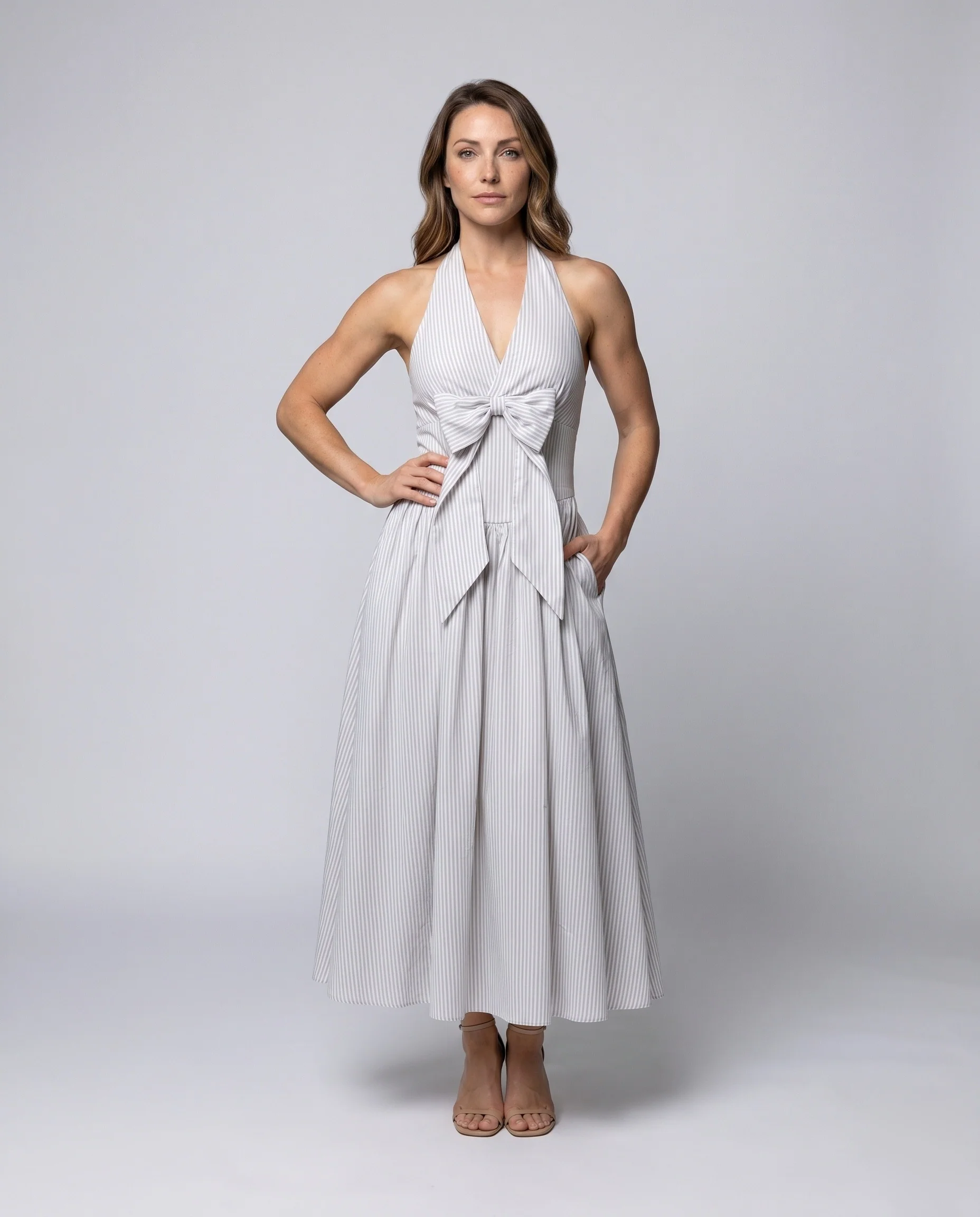 Damen Elegantes und luftiges Sommerkleid mit Schleifendetail R&B