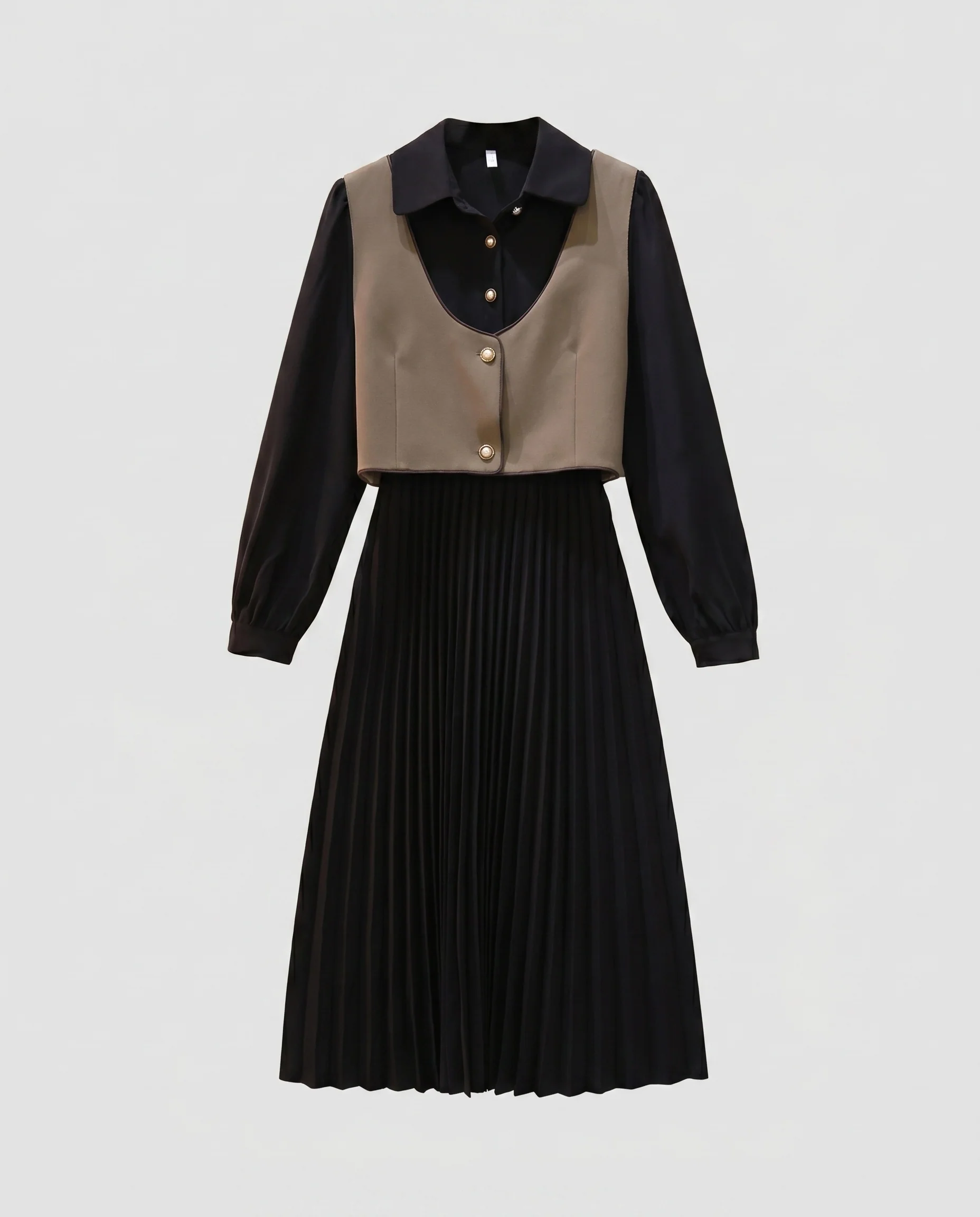 Damen Elegantes und modisches Blusenkleid mit plissierten Details R&B - Image 5