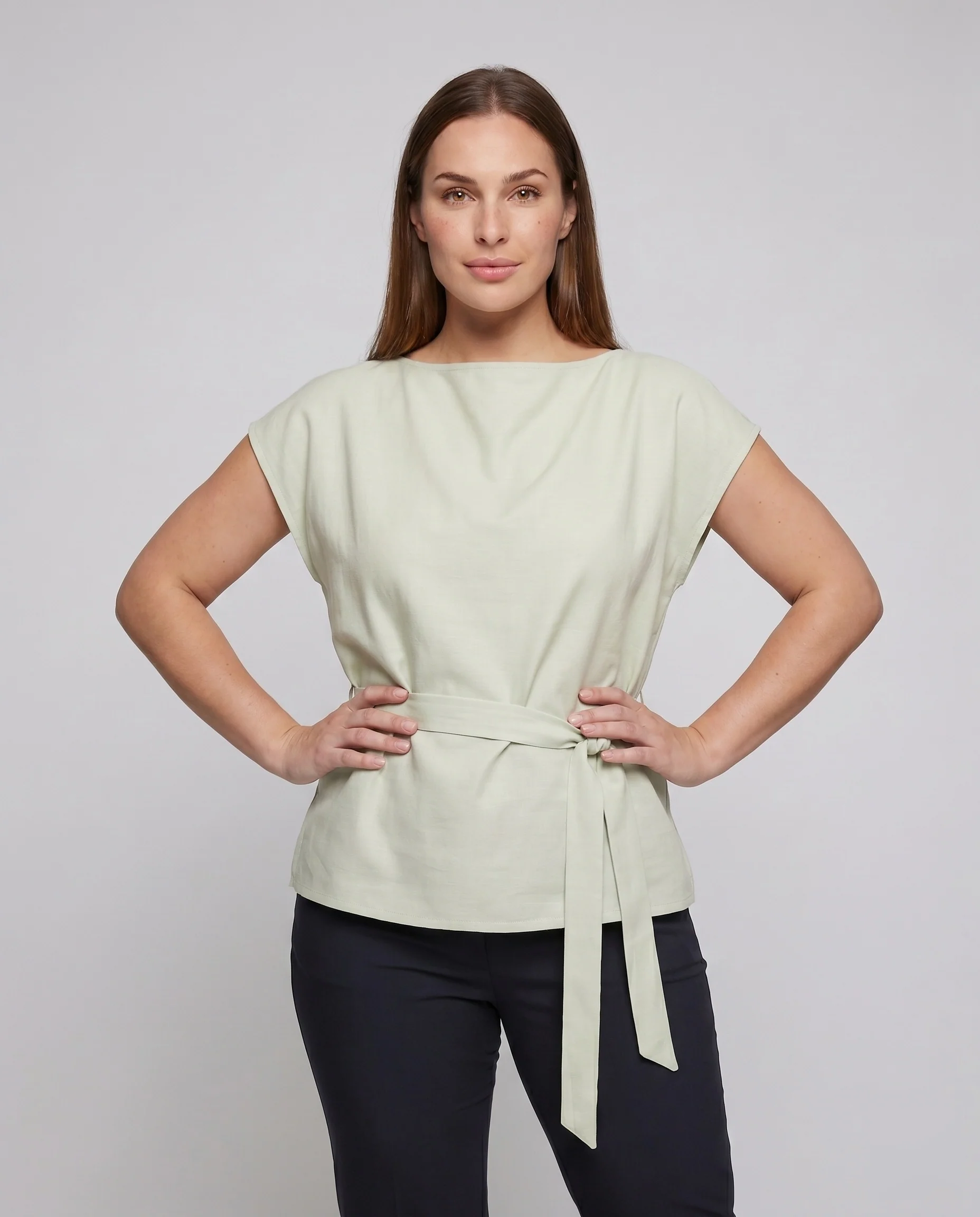 Damen elegantes und modisches Blusentop mit bindbarem Kragen - Image 2