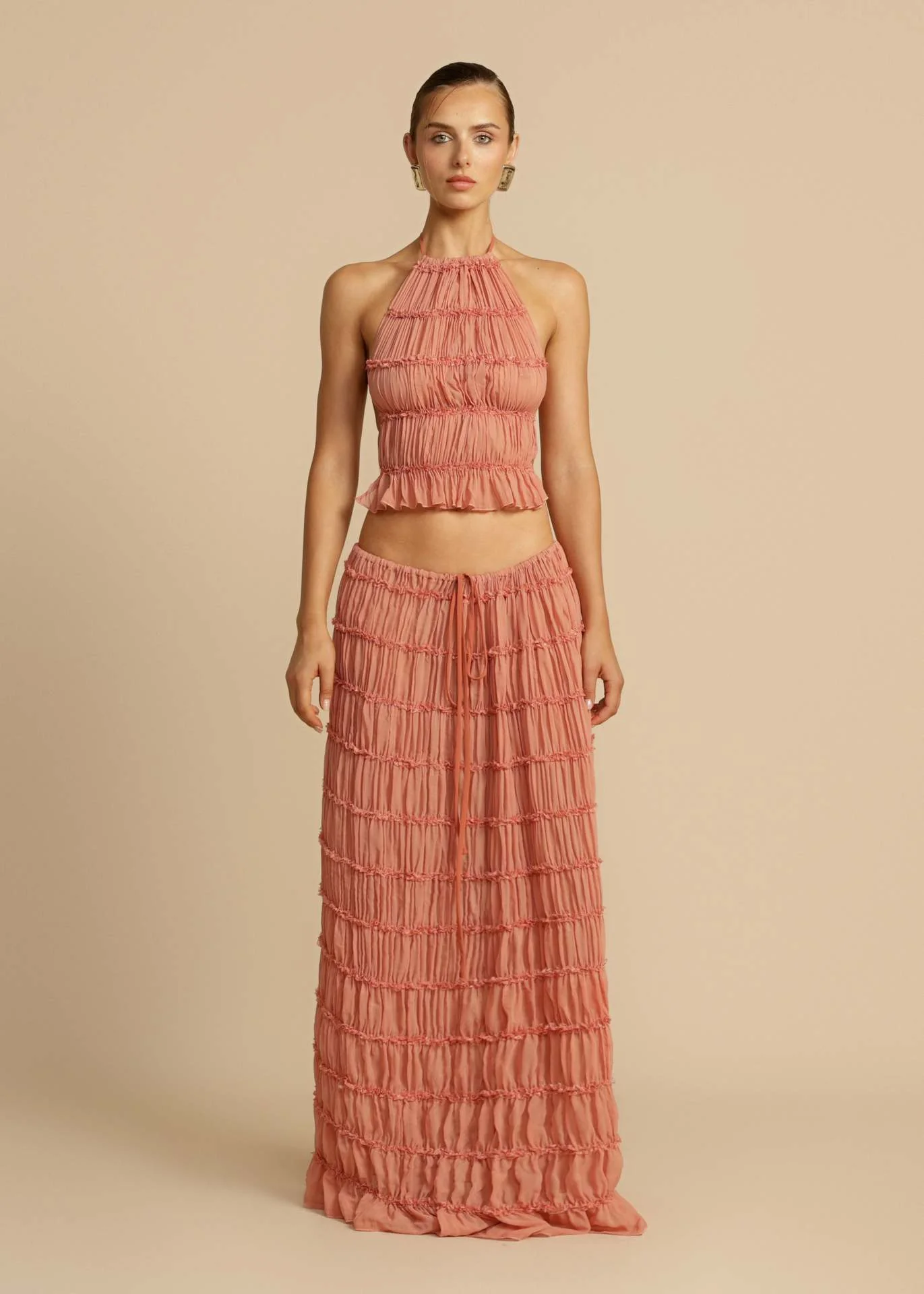 Damen Elegantes und verspieltes Zweiteiliges Sommerkleid mit gerafftem Oberteil und fließendem Rock R&B - Image 6