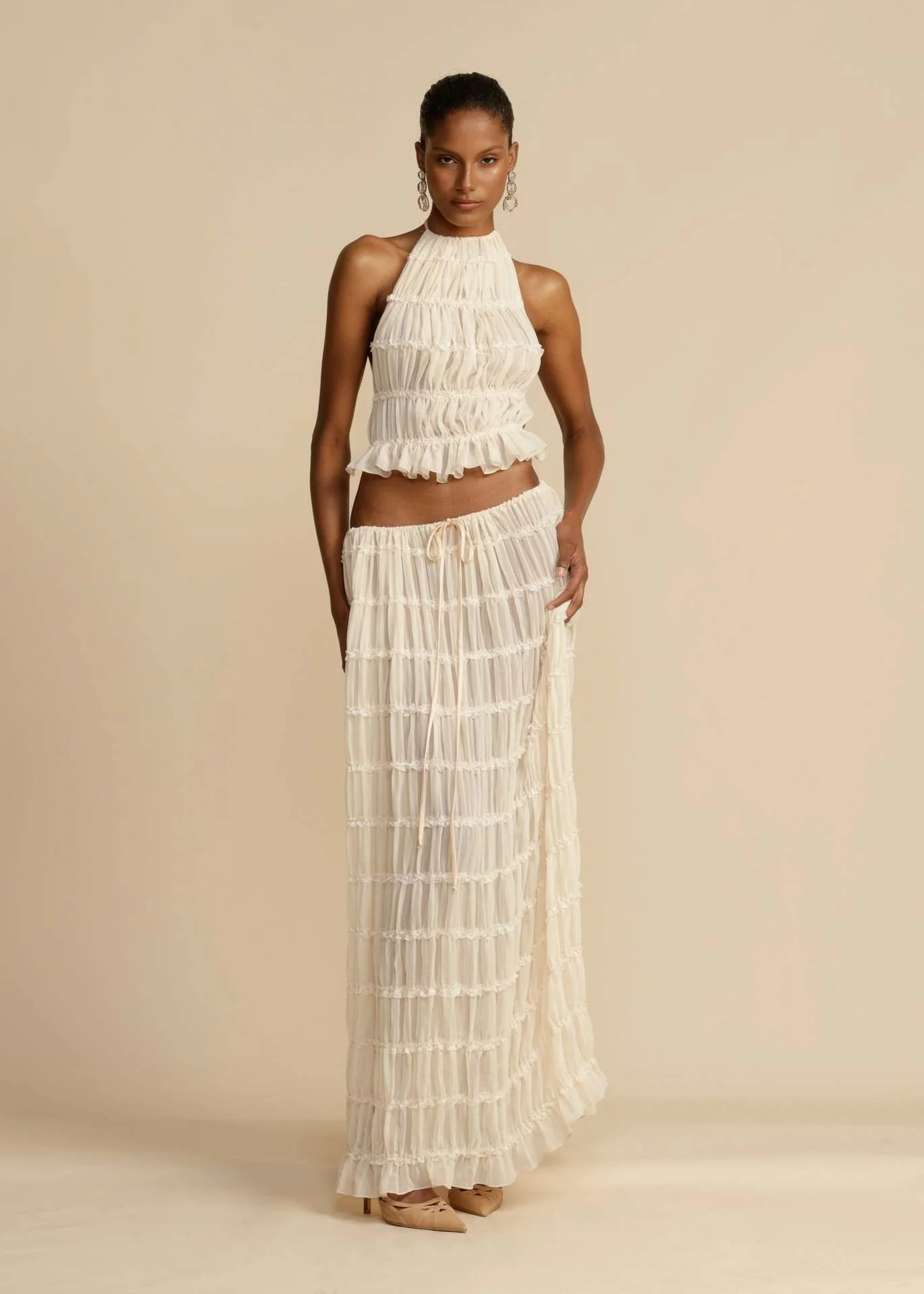 Damen Elegantes und verspieltes Zweiteiliges Sommerkleid mit gerafftem Oberteil und fließendem Rock R&B - Image 8