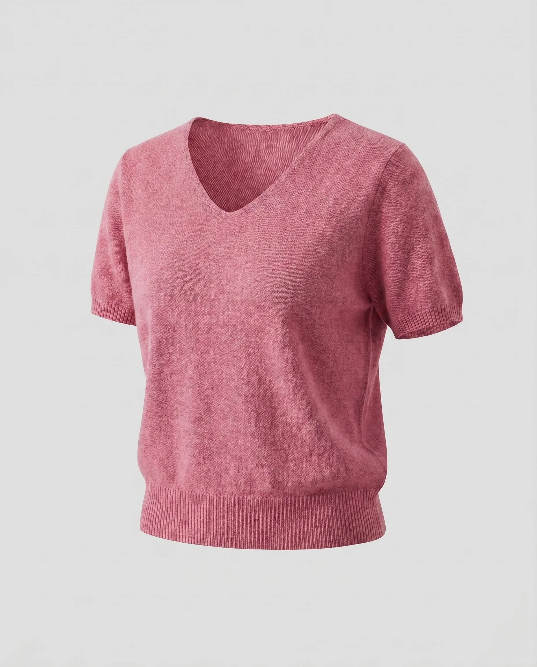 Damen elegantes V-Ausschnitt Strickoberteil mit halblangen Ärmeln - Image 9