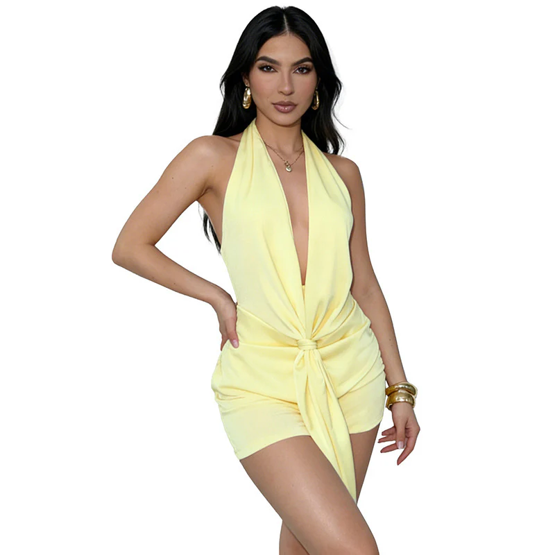 Damen Elegantes Wickel-Playuit mit tiefem V-Ausschnitt und schöner Taillenbindung R&B - Image 5