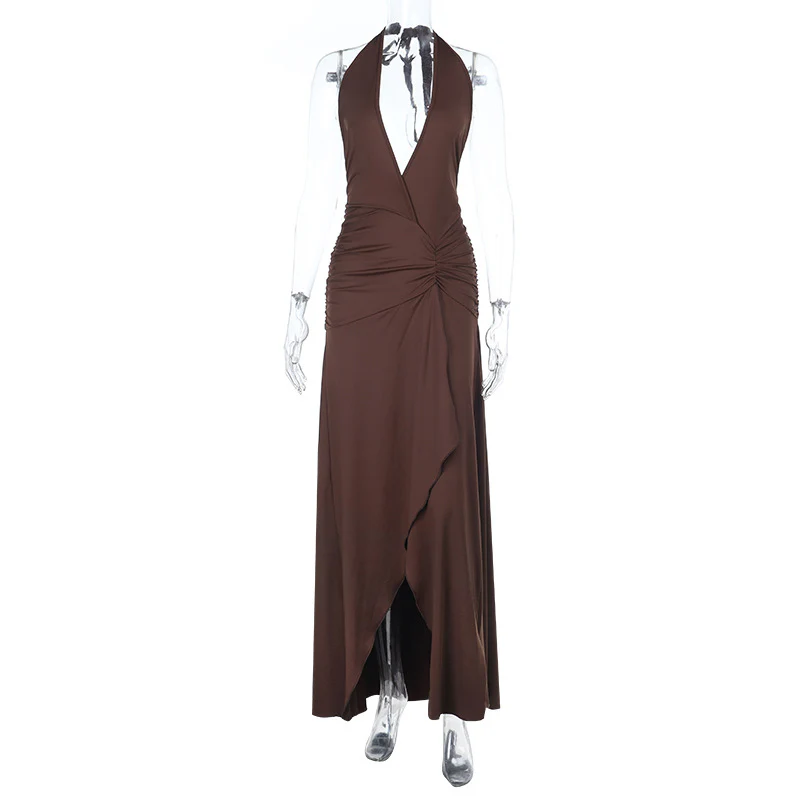 Damen elegantes Wickelkleid mit tiefem V-Ausschnitt und asymmetrischem Rock R&B - Image 6