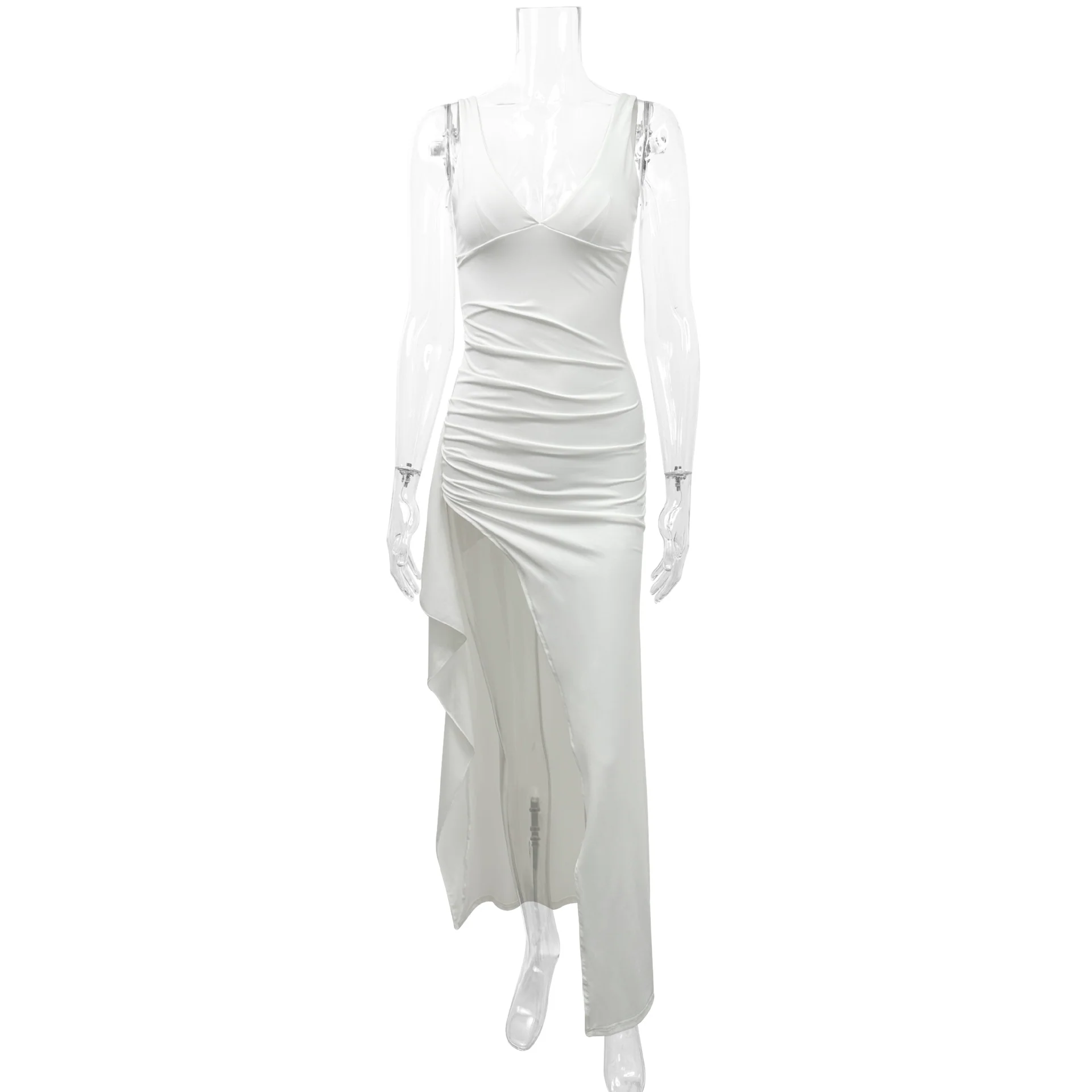 Damen Elegantes Wickelkleid mit tiefem V-Ausschnitt und seitlichem Schlitz R&B - Image 4