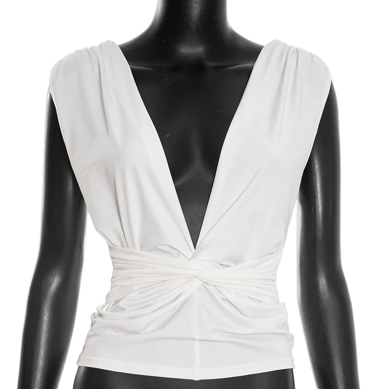 Damen elegantes Wickeloberteil mit tiefem V-Ausschnitt und raffinierter Drapierung R&B - Image 11