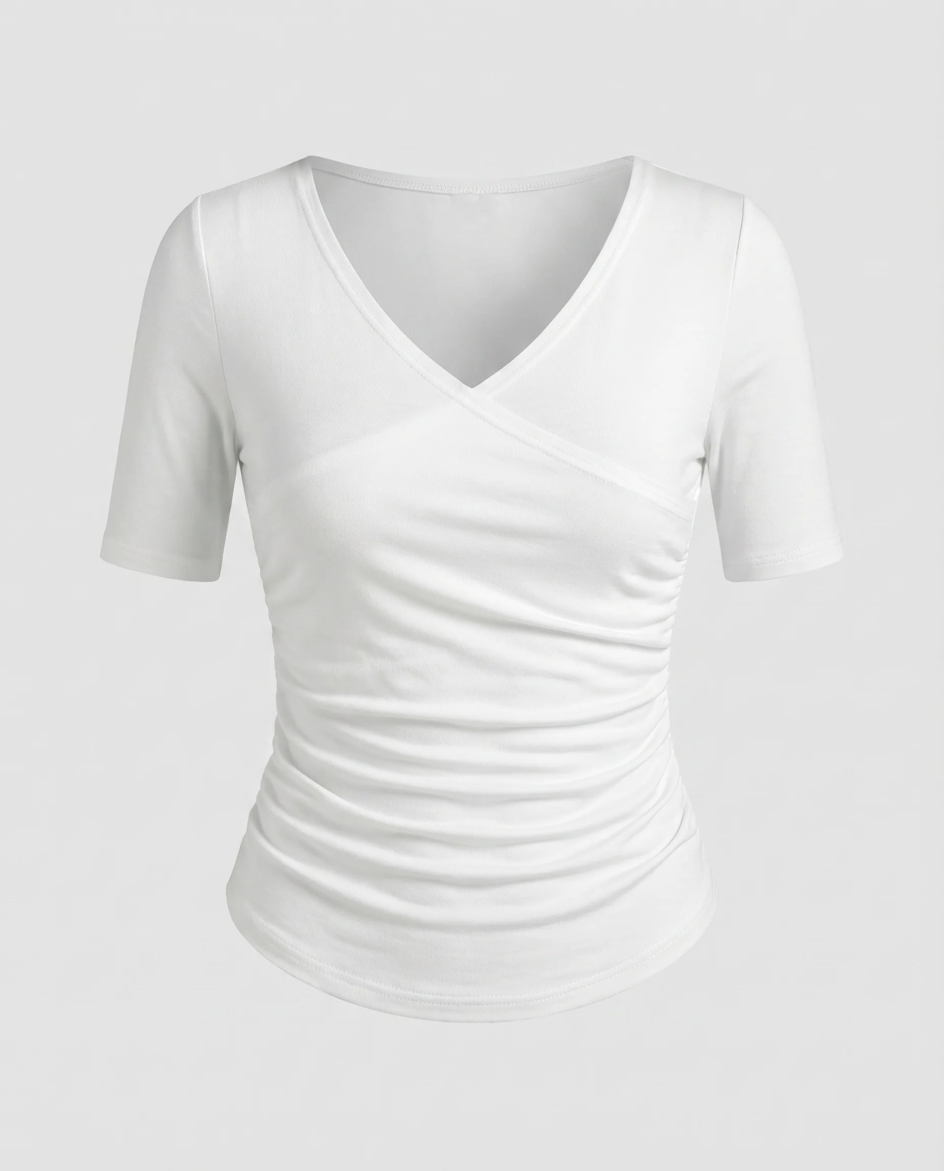 Damen elegantes Wickeloberteil mit V-Ausschnitt und figurbetontem Schnitt - Image 5