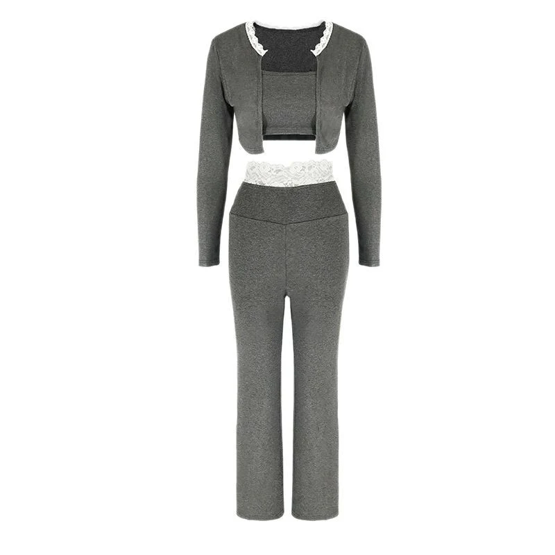 Damen elegantes zwei-teiliges Set mit Spitzenakzenten R&B - Image 5