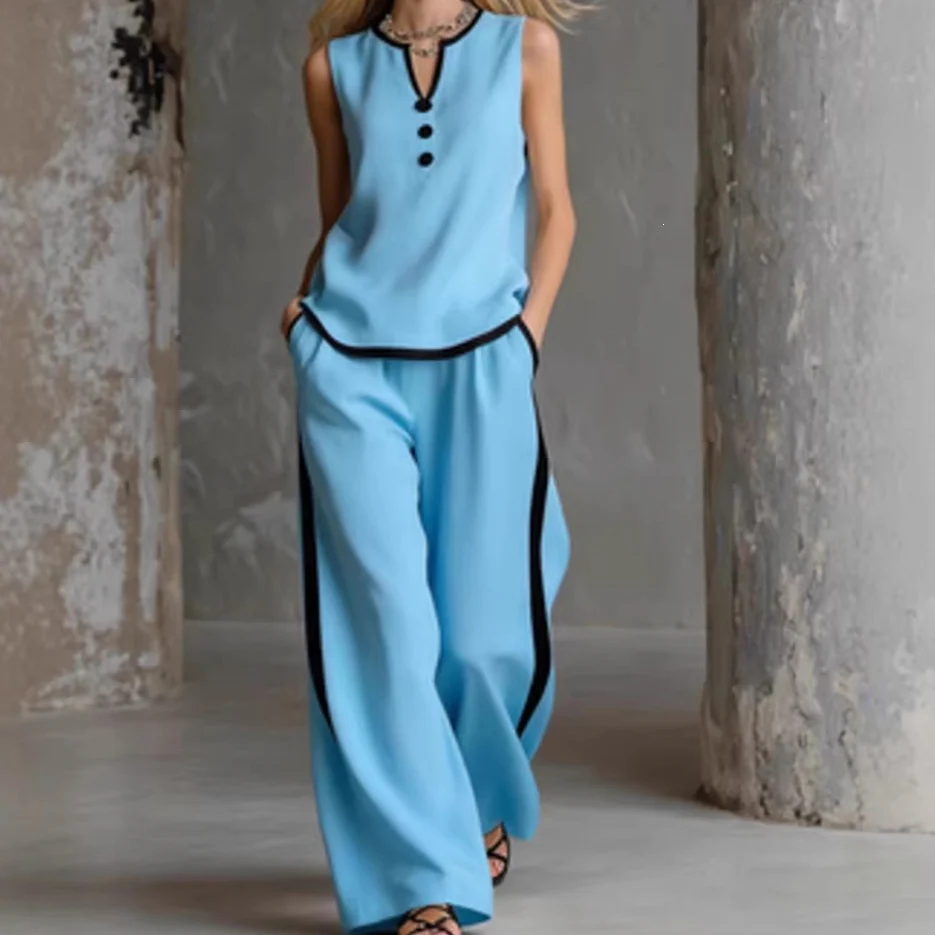 Damen Elegantes Zweiteiler-Set mit schickem Oberteil und weiten Hosen R&B - Image 3