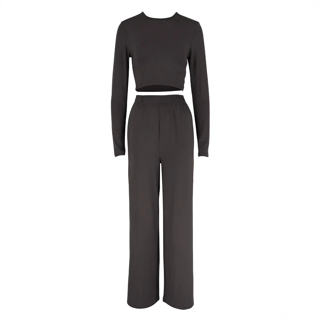 Damen Elegantes Zweiteiliges Set mit cropped Oberteil und weiten Hosen R&B - Image 5