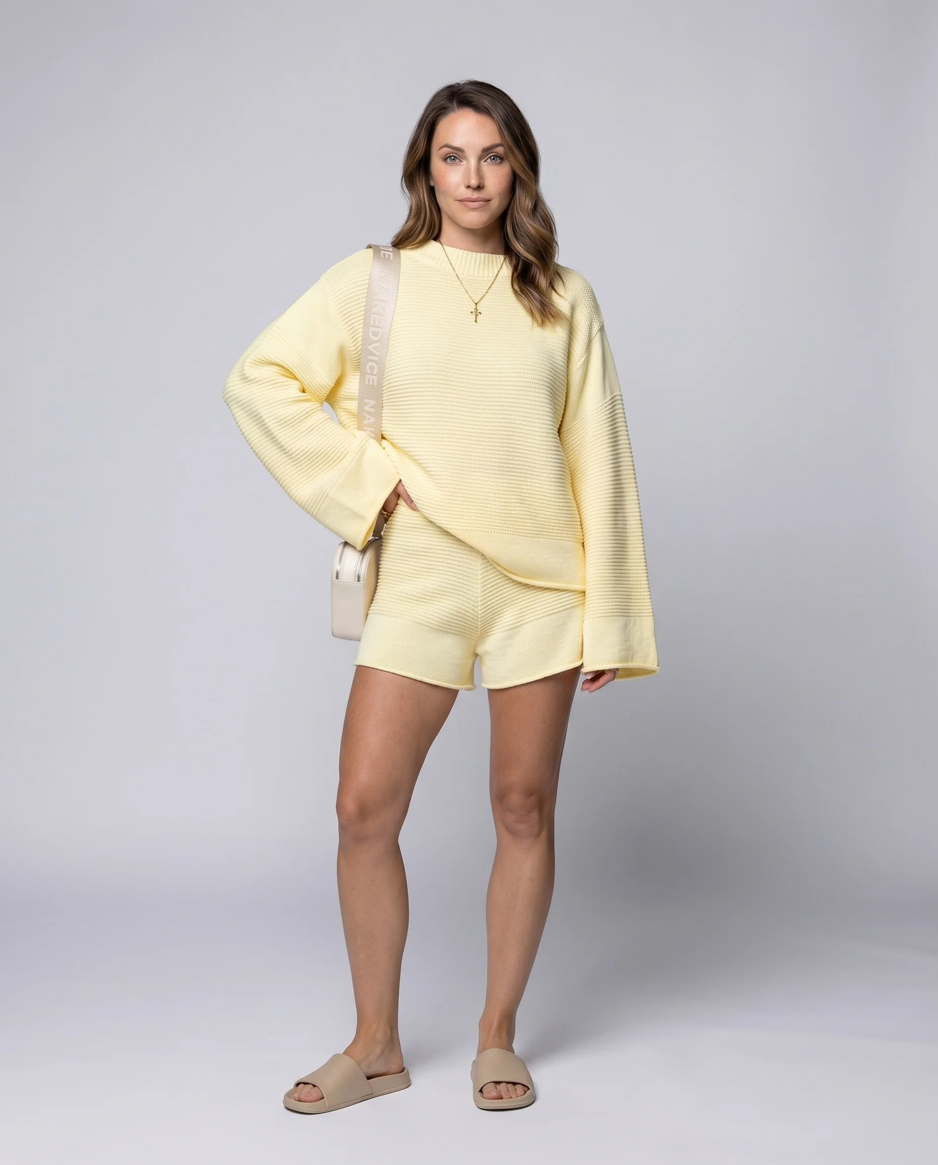 Damen entspannter Strick-Set mit weitem Schnitt und raffiniertem Design