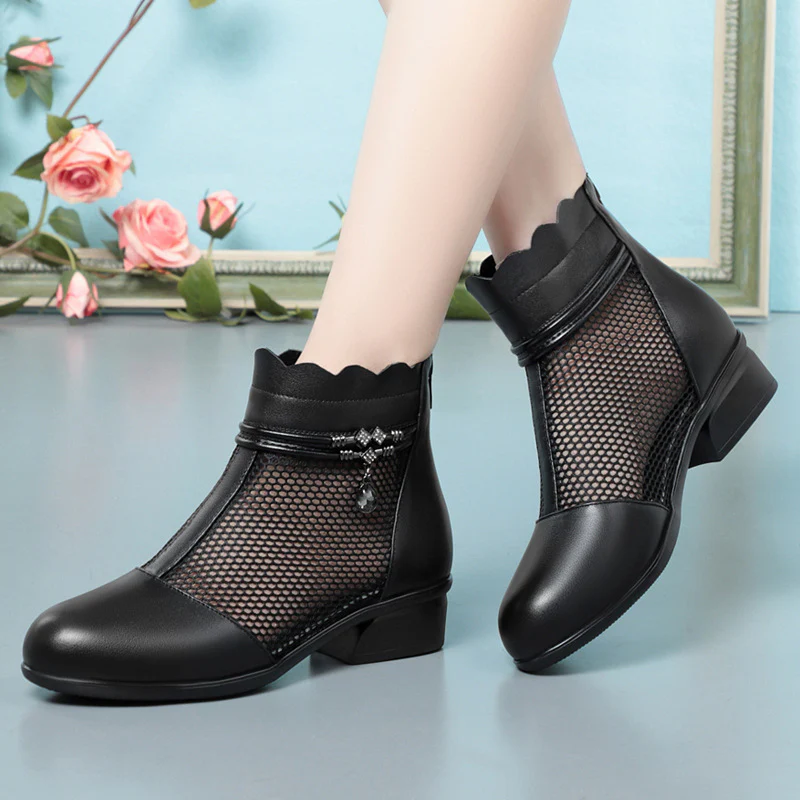 Damen Exklusive Ankle Boots mit dekorativem Netzdesign und elegantem Schmuckdetail R&B - Image 4