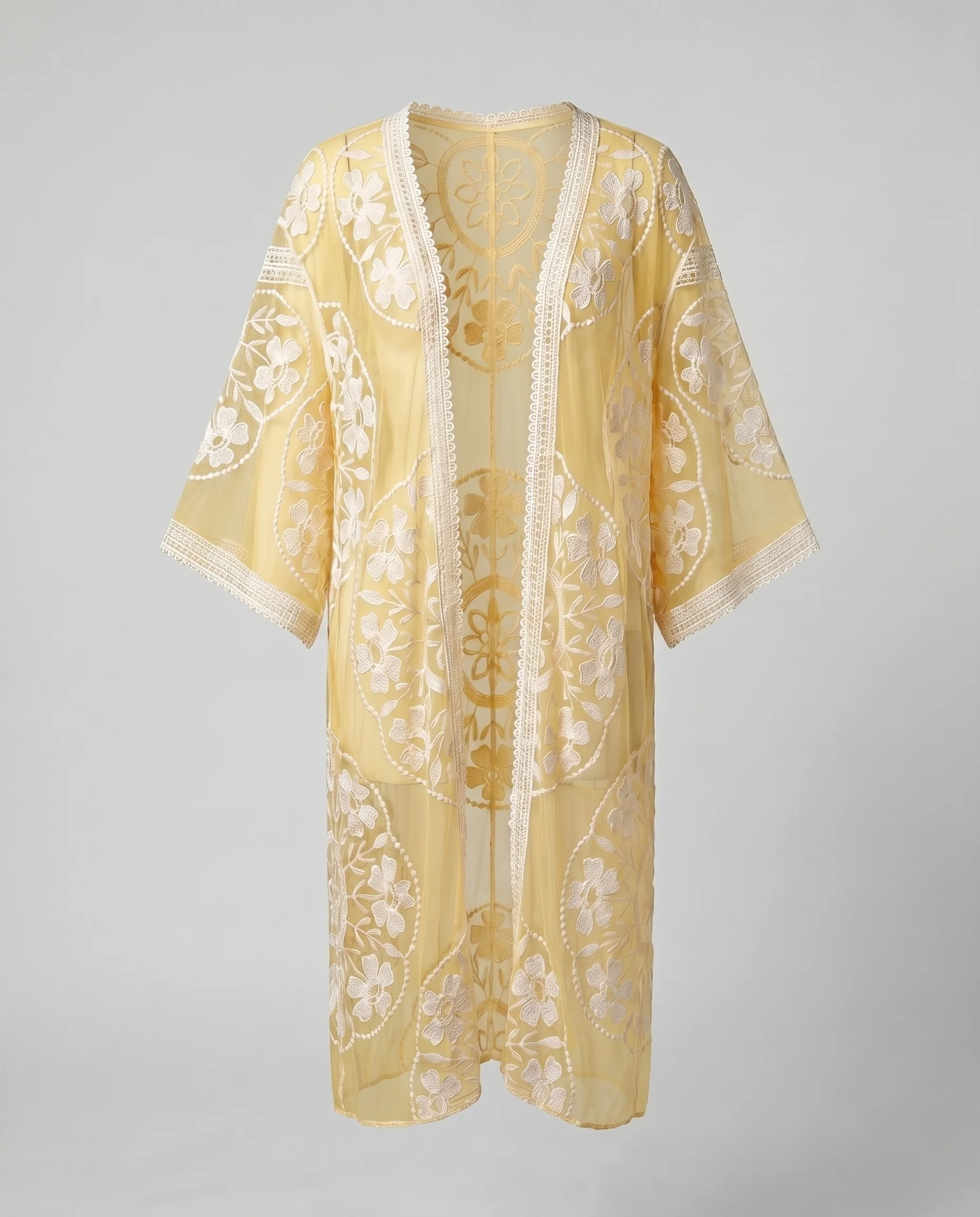 Damen feiner Spitzenkimono mit floralen Motiven R&B - Image 7