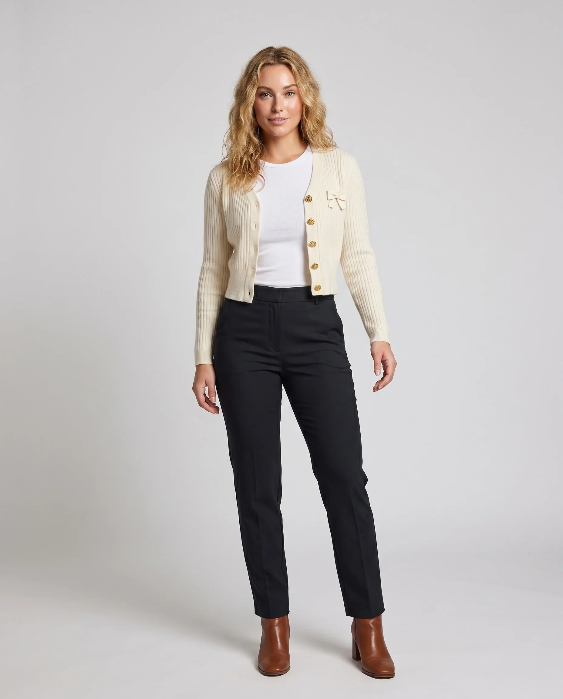 Damen Feiner Strickcardigan mit eleganten Knopfdetails R&B