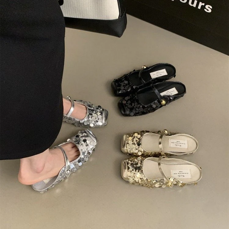 Damen festliche Plateau-Pumps mit glitzernden Pailletten und elegantem Riemchen R&B - Image 4