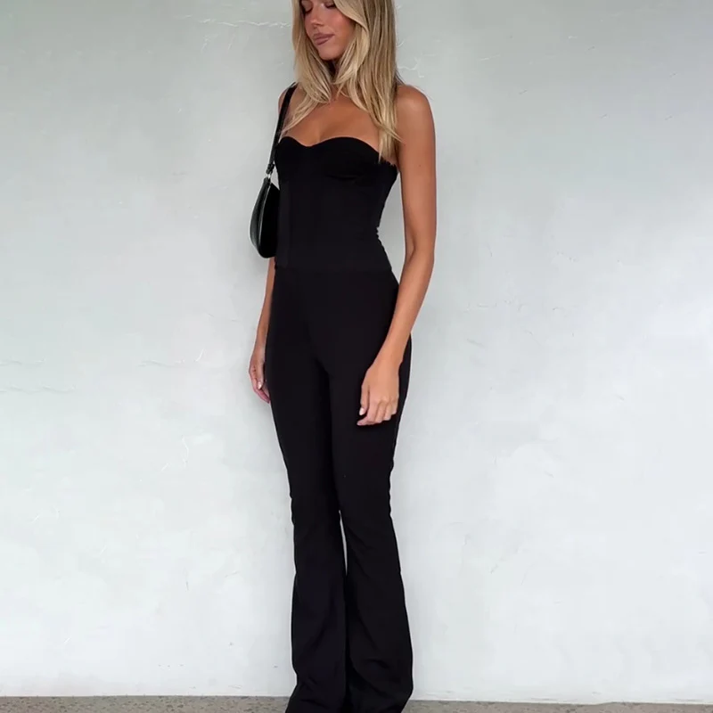 Damen figurbetonter Jumpsuit mit Herzausschnitt und elegantem Schnitt R&B - Image 3