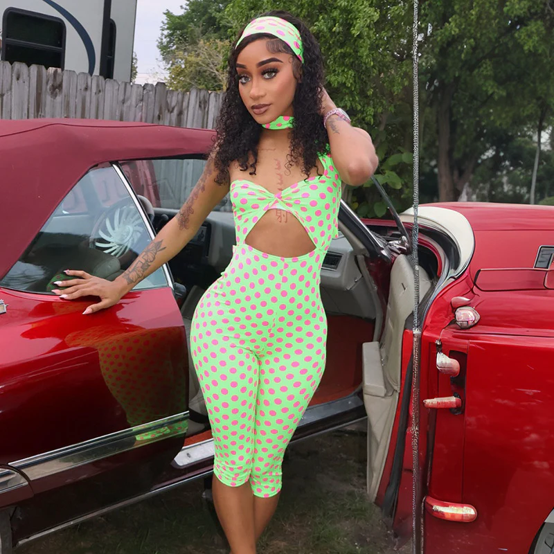 Damen Figurbetonter Jumpsuit mit Cut-Outs und Punkten R&B - Image 4