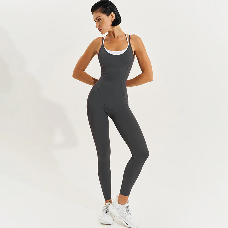 Damen Figurbetonter Jumpsuit mit Trägern und asymmetrischem Saum Heidi-Mode - Image 2
