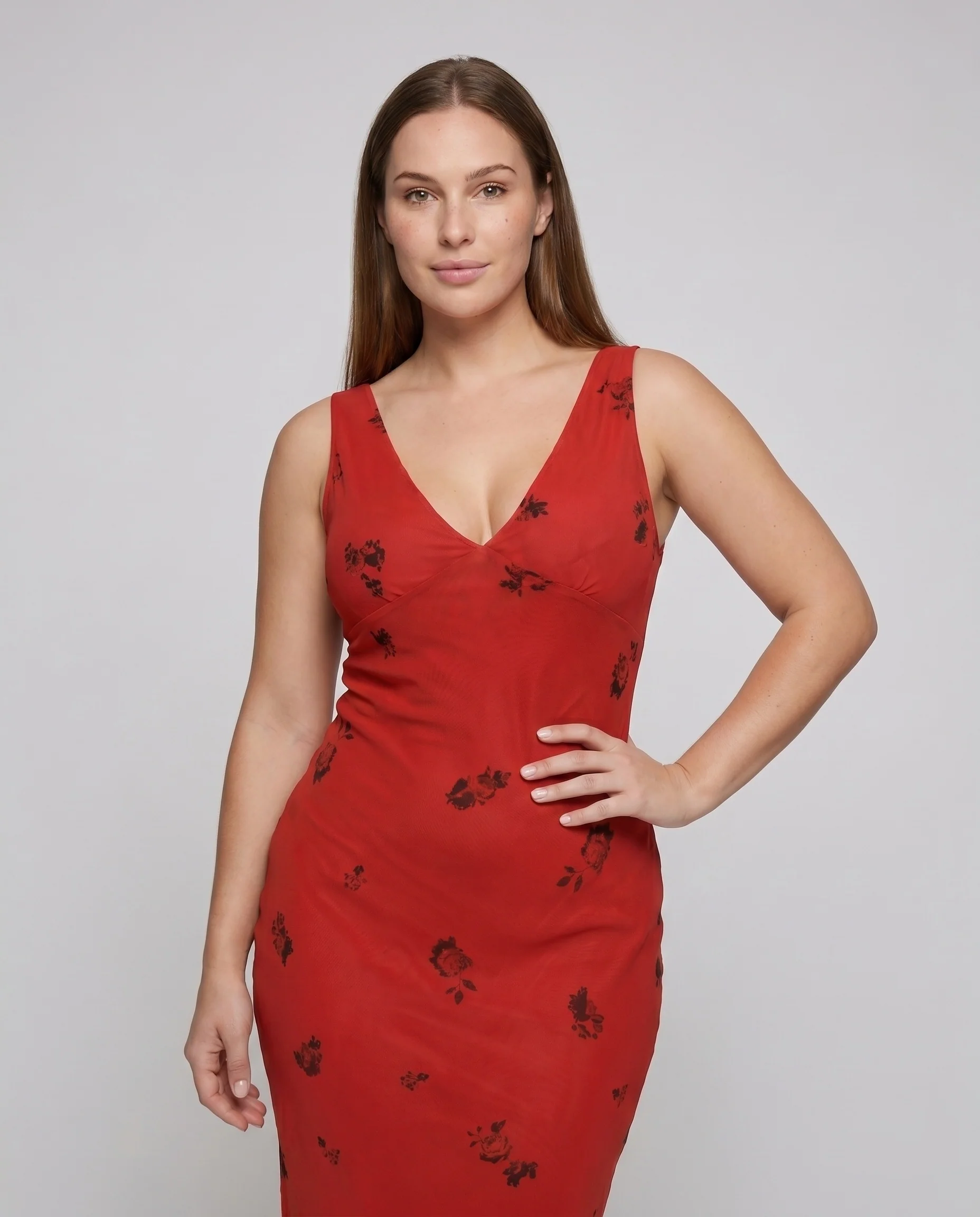 Damen figurbetontes Abendkleid mit floralem Design R&B - Image 2