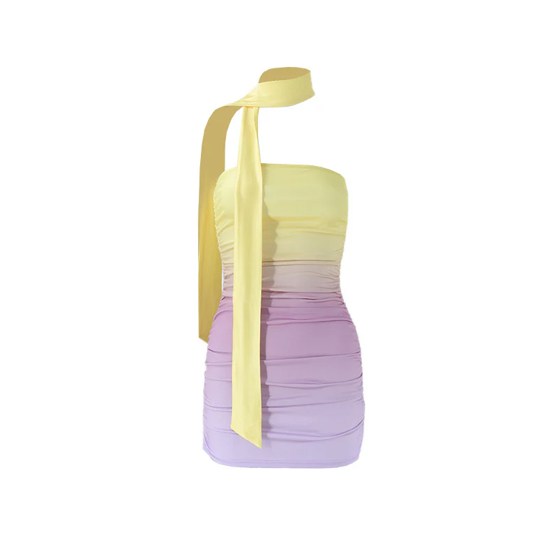 Damen figurbetontes Abendkleid mit schulterfreiem Design und seitlichem Gefransten R&B - Image 6