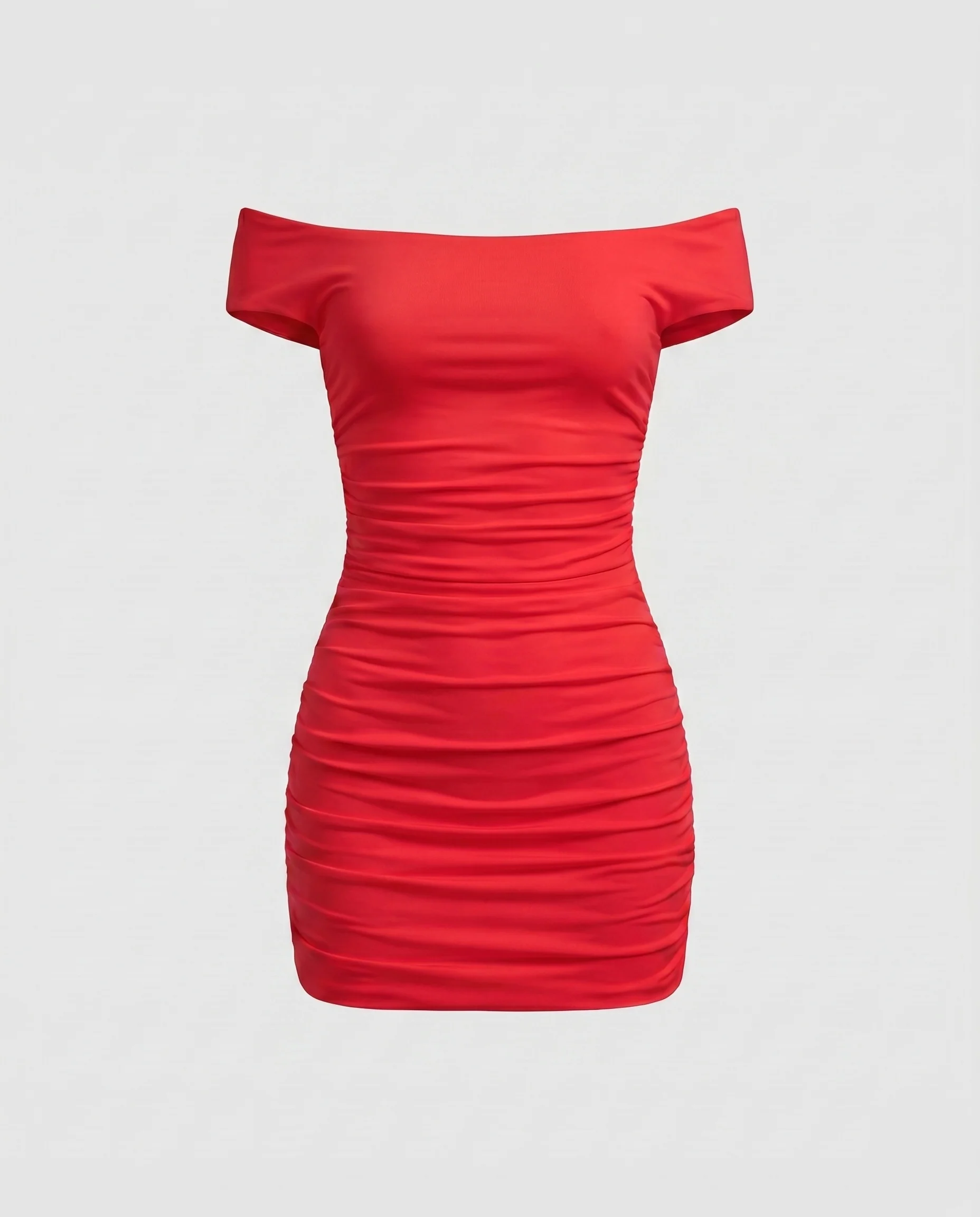 Damen figurbetontes Cocktailkleid mit schulterfreiem Design und raffiniertem Rüschendetail R&B - Image 4