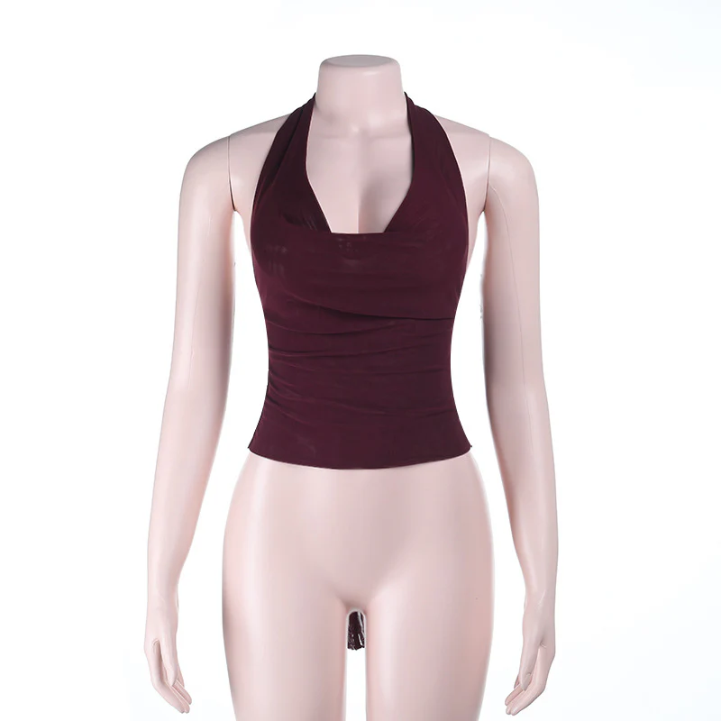 Damen figurbetontes Halter-Top mit tiefem V-Ausschnitt und elastischem Saum R&B - Image 7