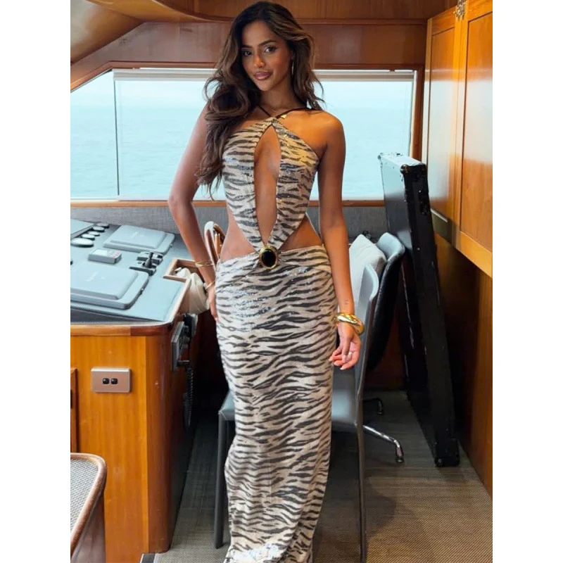 Damen Figurbetontes Kleid mit auffälligem Cut-Out und Glitzerakzenten R&B - Image 4