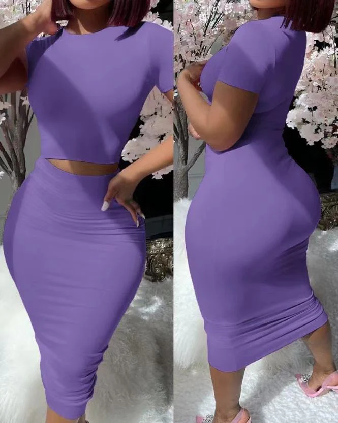 Damen Figurbetontes Kleid-Set mit kurzem Oberteil und Pencil-Rock R&B - Image 9