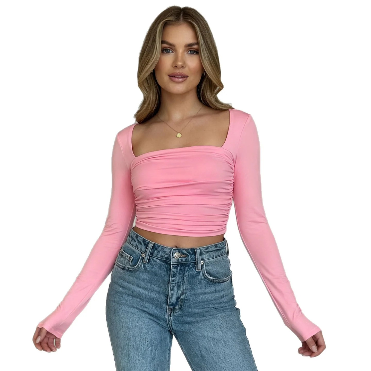 Damen figurbetontes Longsleeve mit Raffungen Heidi-Mode - Image 5