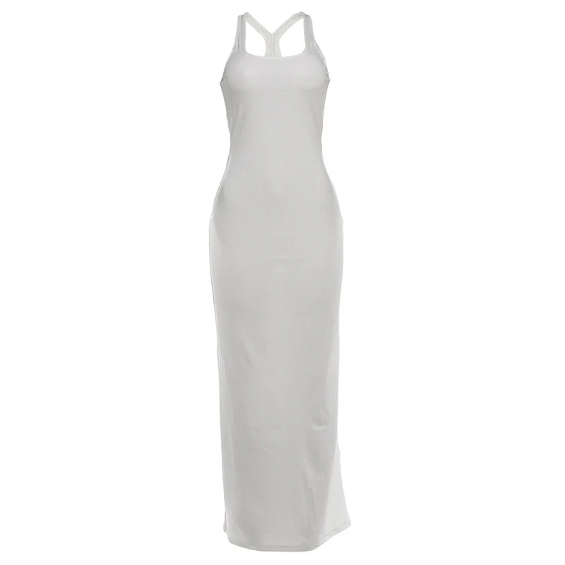 Damen figurbetontes Maxikleid mit Cross-Back-Trägern und elegantem Schnitt R&B - Image 6
