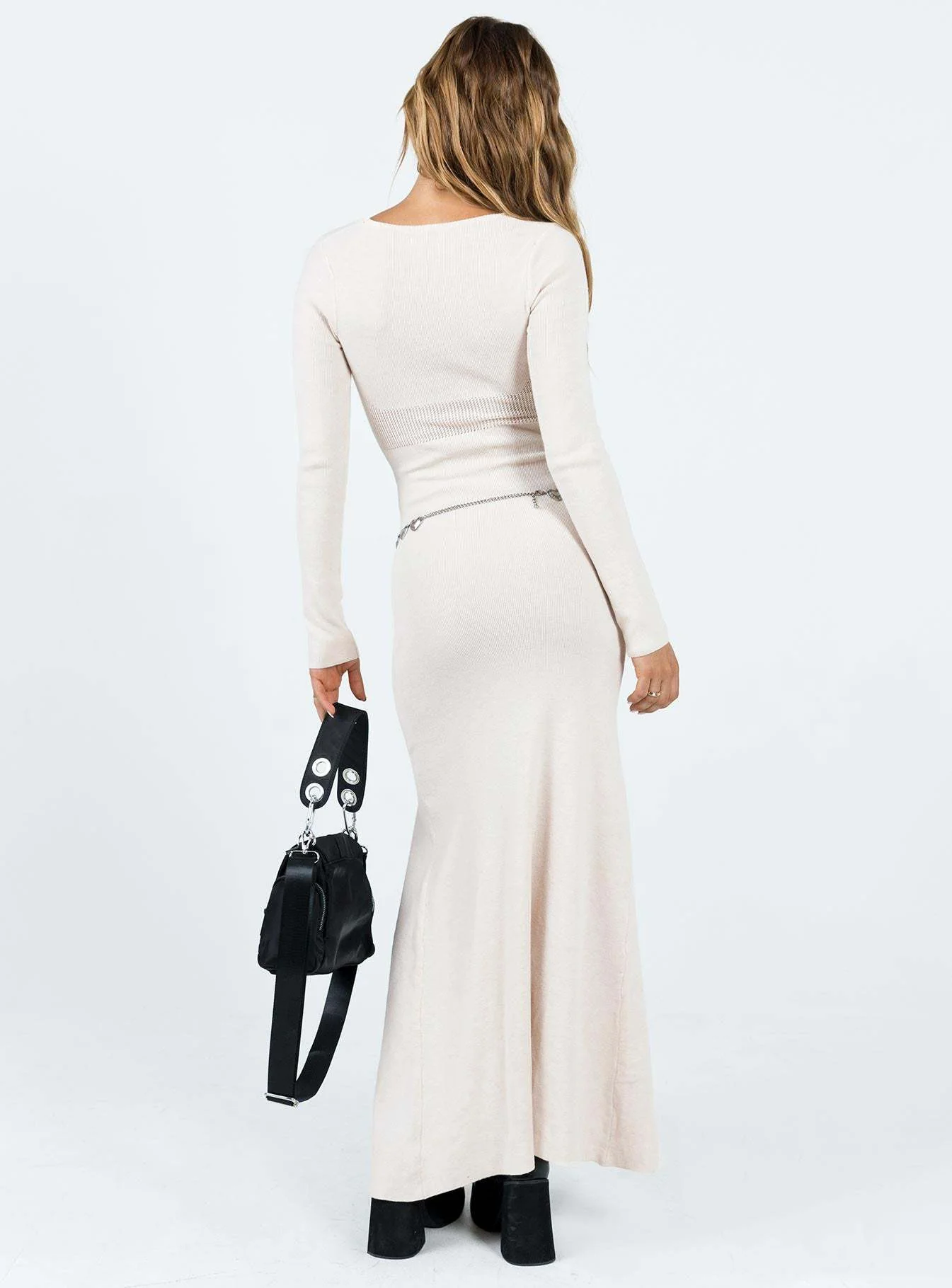 Damen figurbetontes Maxikleid mit elegantem Schlitz und langem Arm R&B - Image 3