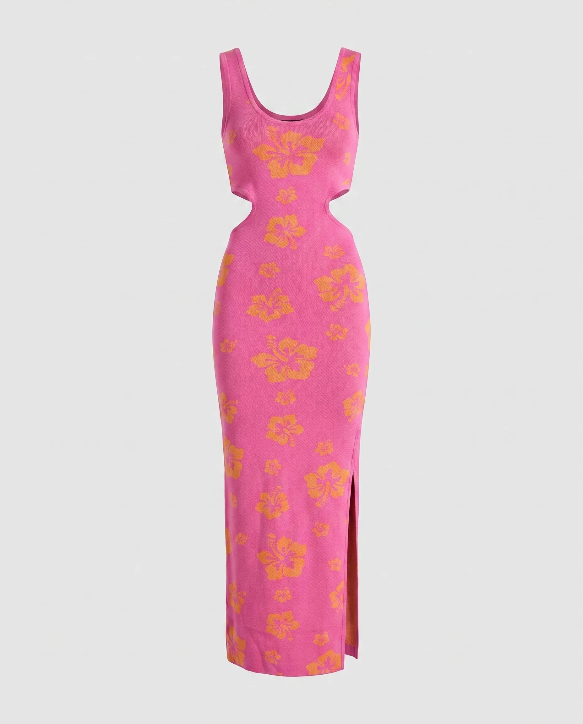Damen figurbetontes Maxikleid mit seitlichen Cut-Outs und floralen Mustern - Image 5