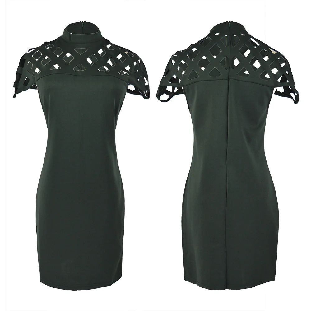 Damen Figurbetontes Minikleid mit kunstvollem Cut-Out-Design und hohem Kragen R&B - Image 5