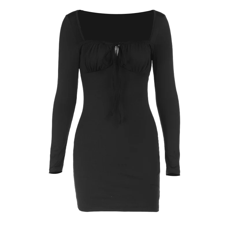 Damen figurbetontes Minikleid mit raffiniertem Ausschnitt und langen Ärmeln R&B - Image 5