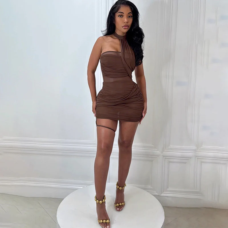 Damen figurbetontes Minikleid mit Rüschendetails und elegantem Wickeldesign R&B - Image 4