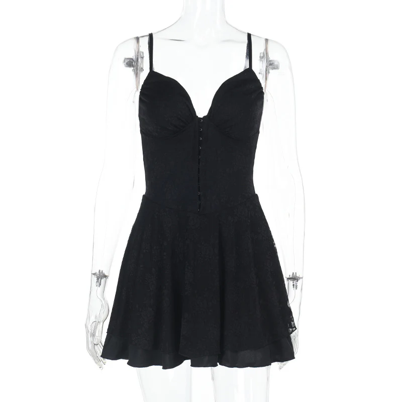 Damen figurbetontes Minikleid mit Spitzenoberteil und schwingendem Rock R&B - Image 6