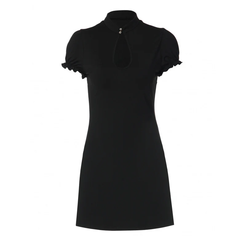 Damen Figurbetontes Minikleid mit Stehkragen und Schlüsselloch-Ausschnitt R&B - Image 5