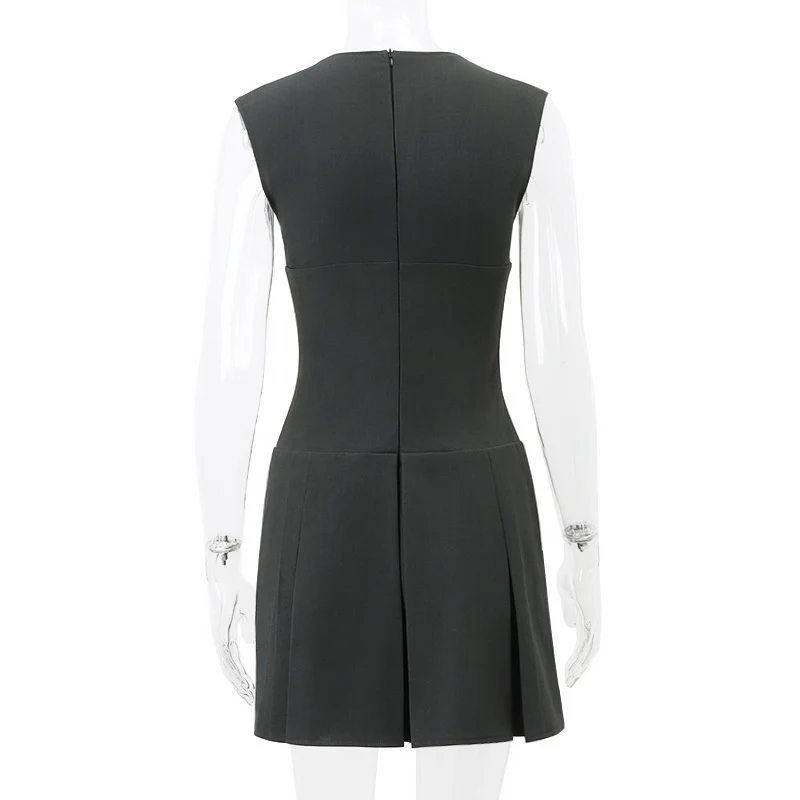 Damen Figurbetontes Minikleid mit tiefem V-Ausschnitt und schwingendem Rock R&B - Image 3