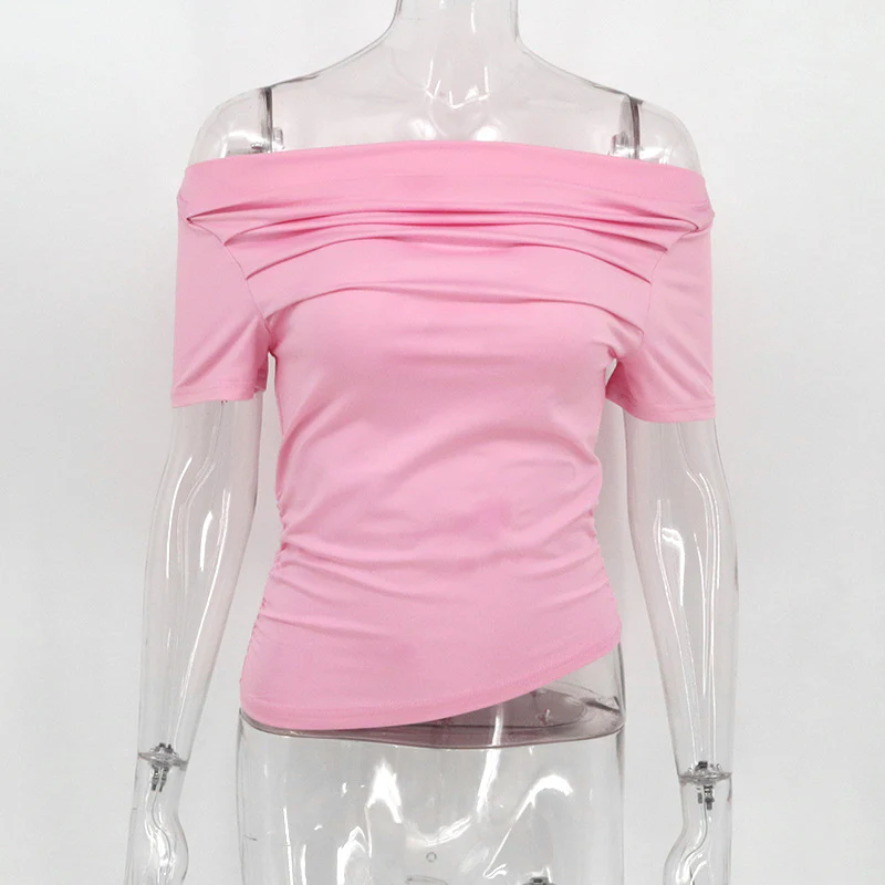 Damen figurbetontes Oberteil mit Off-Shoulder Design und Raffung R&B - Image 9