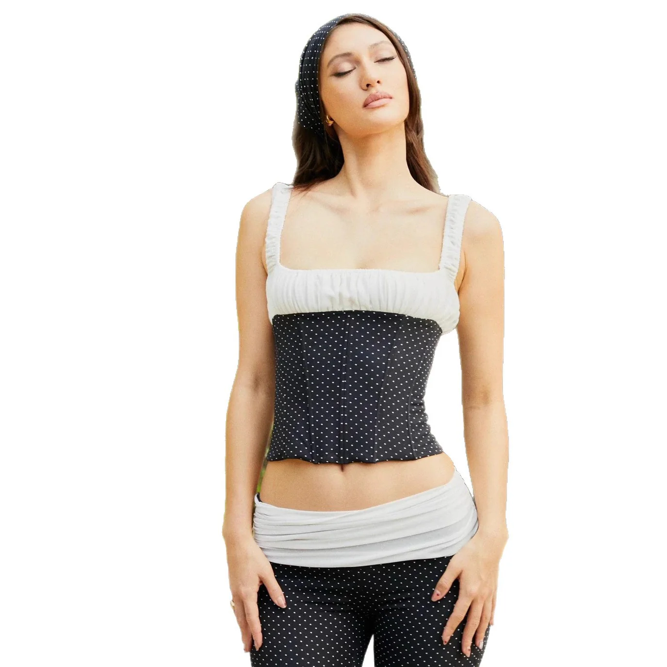 Damen Figurbetontes Oberteil mit Rüschendetails und feinen Punktemustern R&B - Image 5