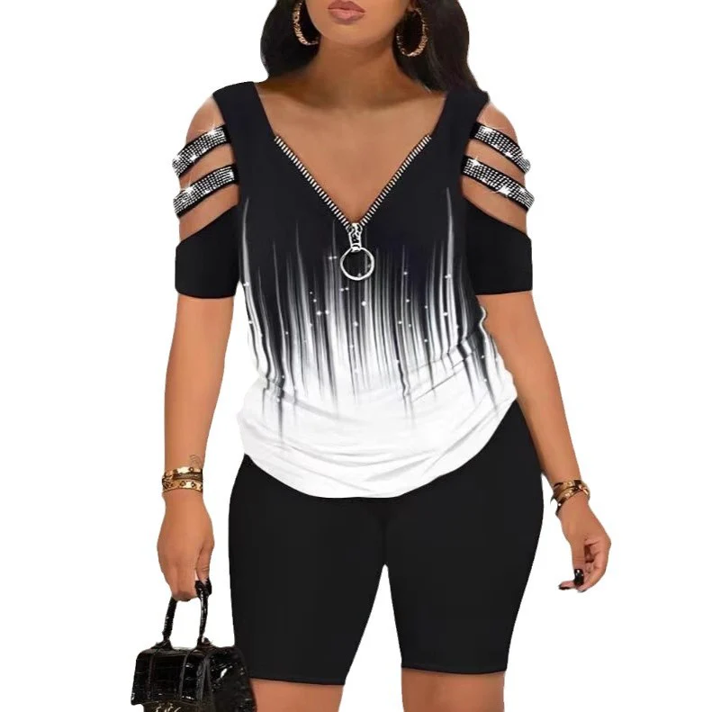 Damen Figurbetontes Oberteil mit schickem Reißverschluss und Cut-Out-Details R&B - Image 5